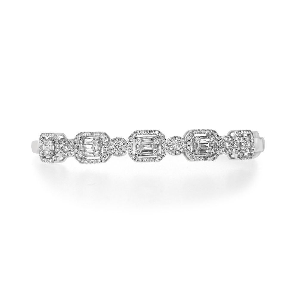 18ct White Gold and Diamond Bangle