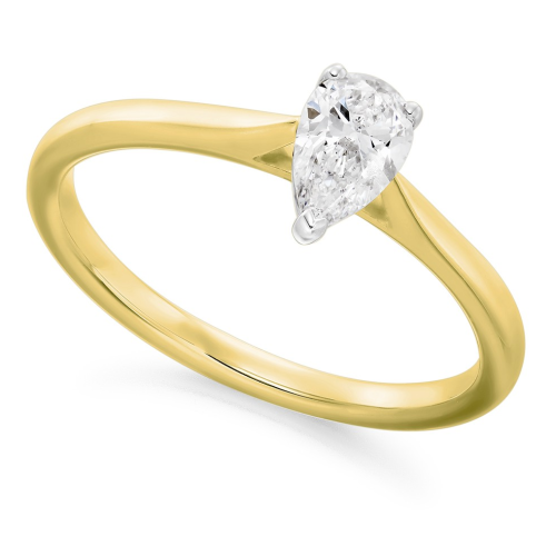 18ct Yellow Gold & Platinum 0.44ct Pear Shaped Solitaire Diamond Ring