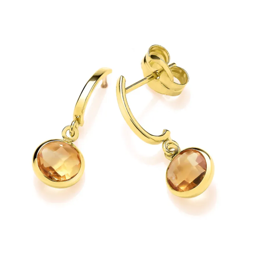 9ct Yellow Gold Citrine Drop Earrings