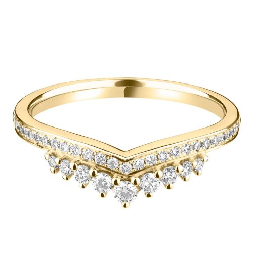 Yellow Gold Tiara Inspired Shaped Wedding Ring
