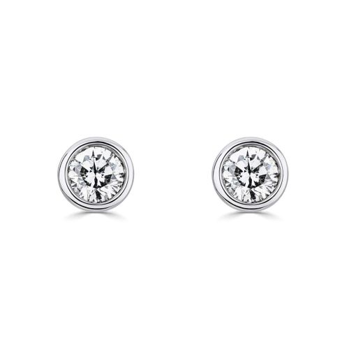 9ct White Gold Diamond Stud Earrings