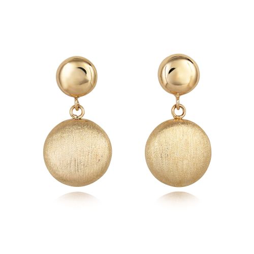 9ct Yellow Gold Textured Circle Drop Earrings
