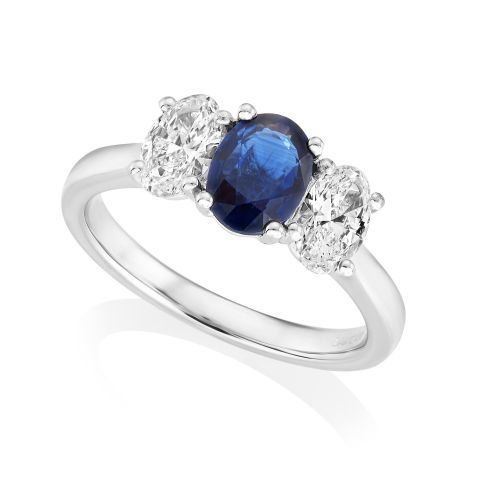 Platinum Sapphire and Diamond Trilogy Ring