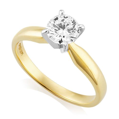 18ct Yellow Gold & Platinum 0.70ct Brilliant Cut Solitaire Diamond Ring