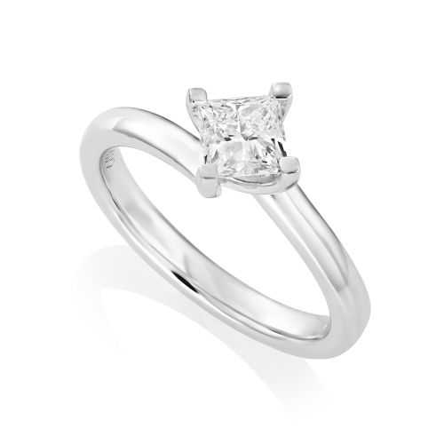 Platinum 0.70ct. Certificated Princess Cut Diamond Solitaire Ring