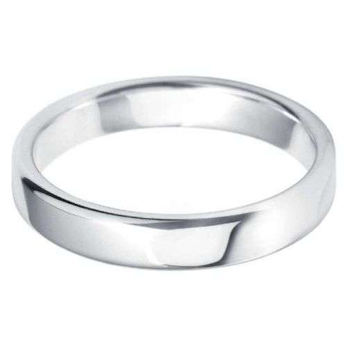 Platinum 4mm Rounded Flat Shaped Classic Band