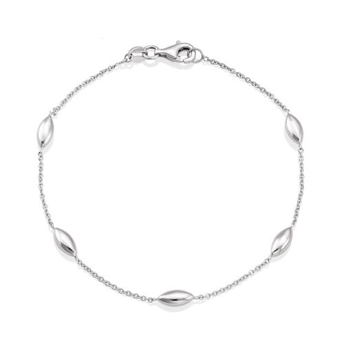 9ct White Gold Marquise Link Bracelet