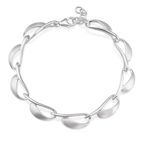 Silver Satin and Polished Open Link Bracelet