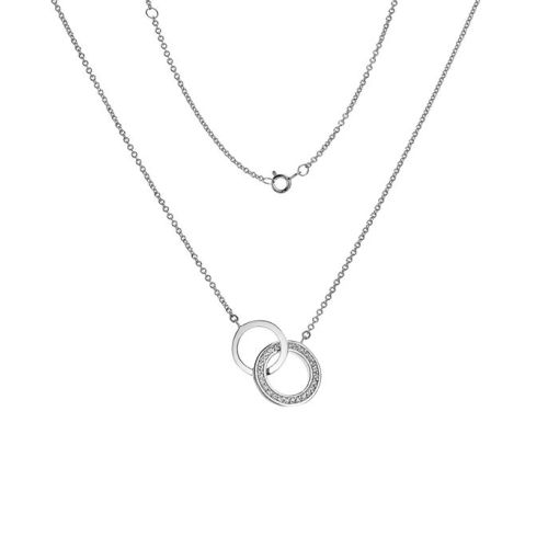 Silver Cubic Zirconia Interlocking Circle Pendant