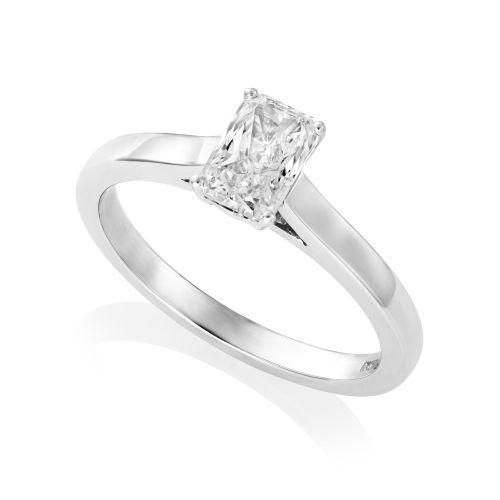 Platinum 0.78ct. Radiant Cut Solitaire Diamond Ring