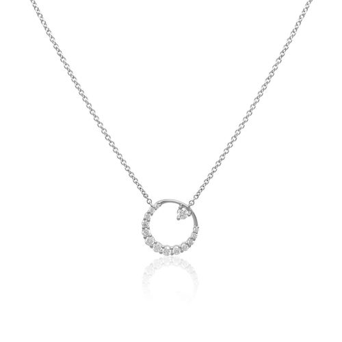 18ct White Gold Diamond Circle Pendant