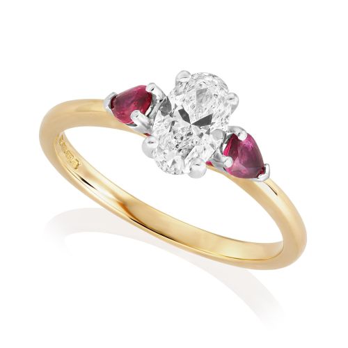 18ct Diamond and Ruby Trilogy Ring