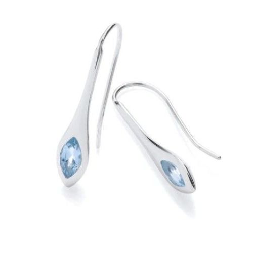 Silver Blue Topaz Drop Earrings