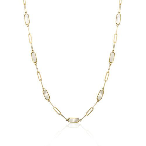 9ct Yellow Gold Mother of Pearl Station Necklace