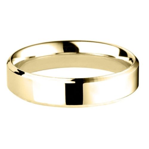 Yellow Gold 6mm Flat Court Wedding Ring with Bevelled Edge