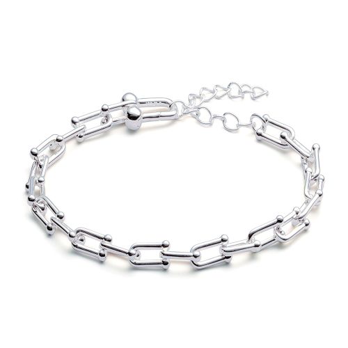 Rhodium Plated Ball Link Bracelet
