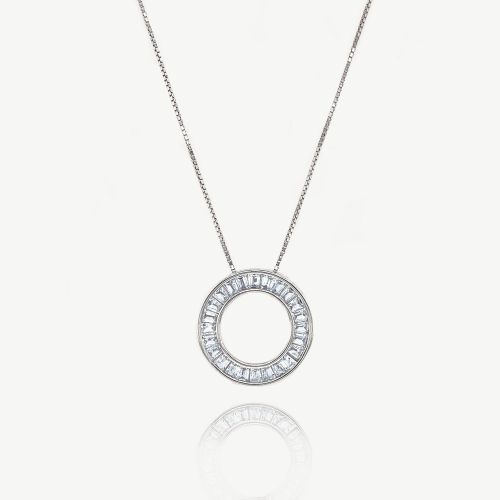 Silver Cubic Zirconia Halo Pendant